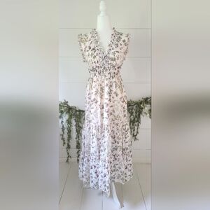 Max Studio Ruffle Floral Boho Maxi Dress